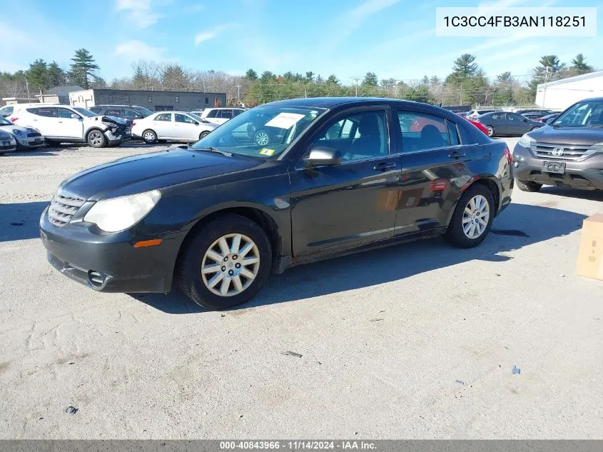 2010 Chrysler Sebring Touring VIN: 1C3CC4FB3AN118251 Lot: 40843966