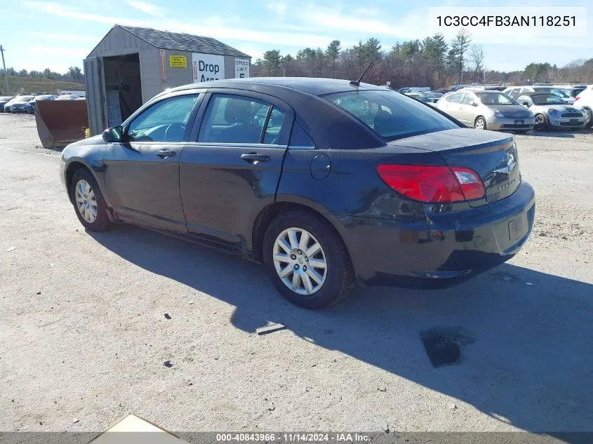 2010 Chrysler Sebring Touring VIN: 1C3CC4FB3AN118251 Lot: 40843966