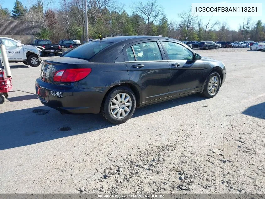 2010 Chrysler Sebring Touring VIN: 1C3CC4FB3AN118251 Lot: 40843966