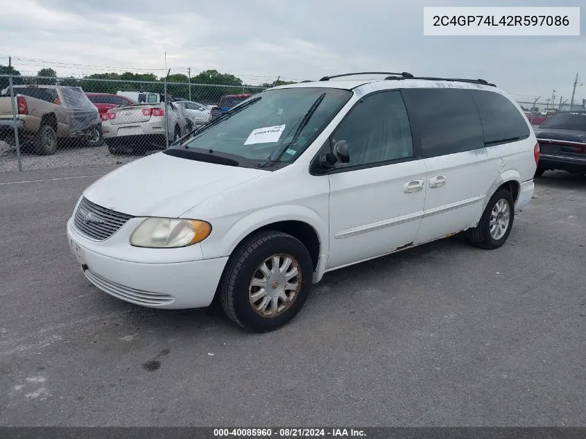 2002 Chrysler Town & Country Ex VIN: 2C4GP74L42R597086 Lot: 40085960