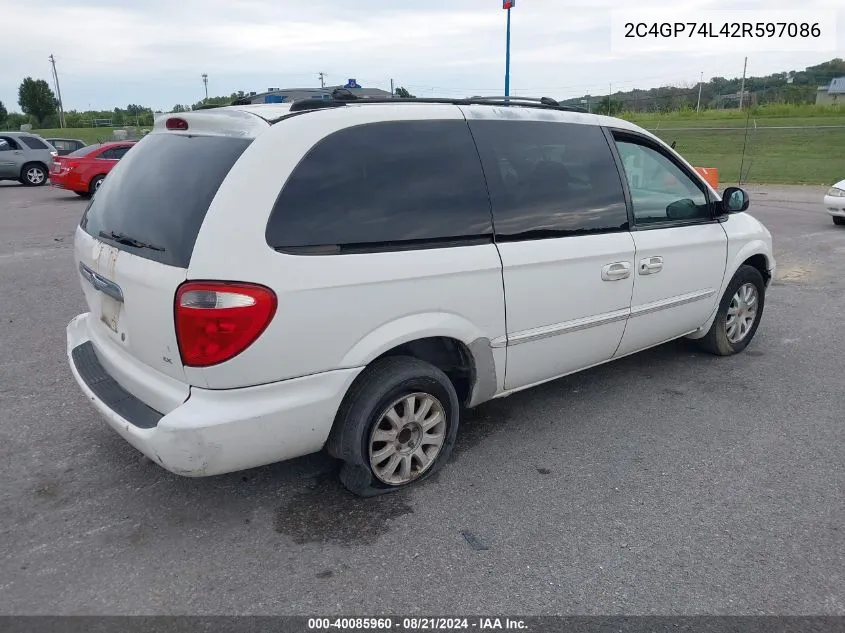 2002 Chrysler Town & Country Ex VIN: 2C4GP74L42R597086 Lot: 40085960