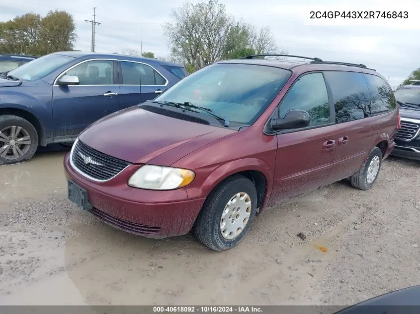 2002 Chrysler Town & Country Lx VIN: 2C4GP443X2R746843 Lot: 40618092