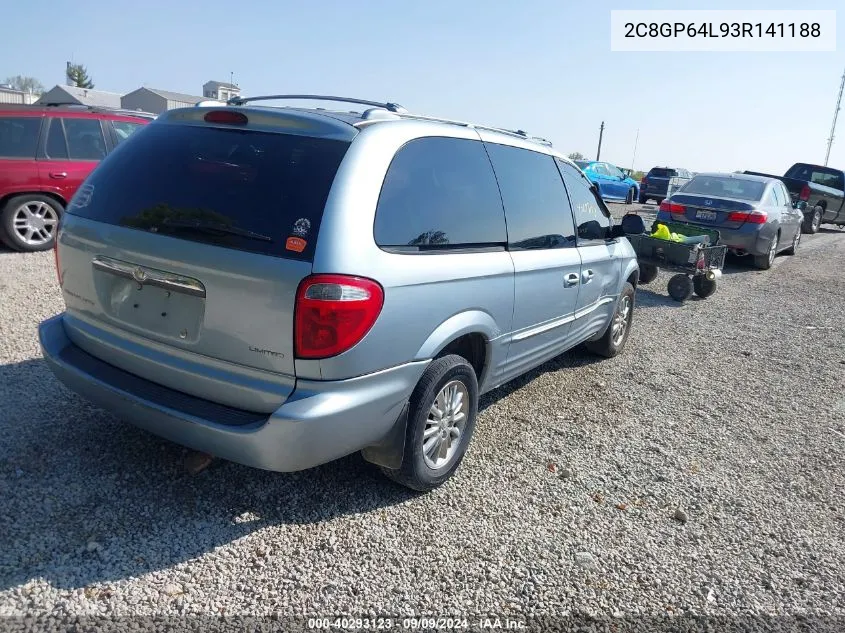 2003 Chrysler Town & Country Limited VIN: 2C8GP64L93R141188 Lot: 40293123