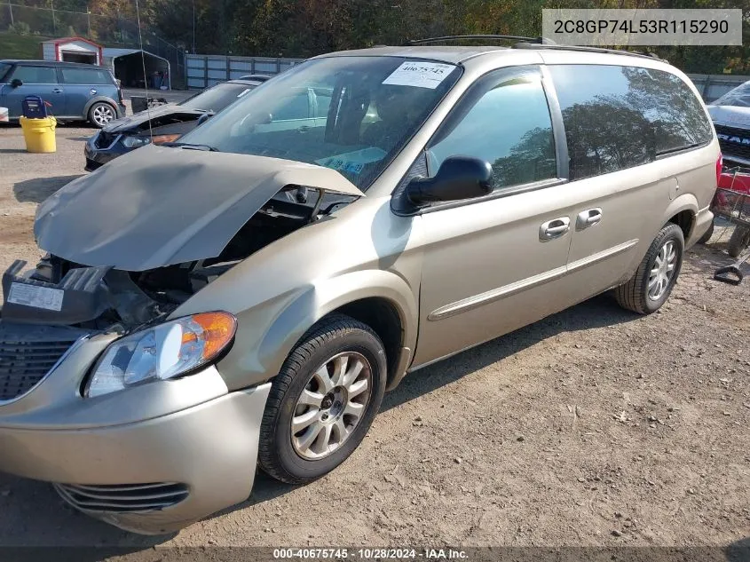 2003 Chrysler Town & Country Ex VIN: 2C8GP74L53R115290 Lot: 40675745