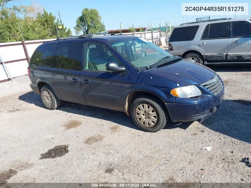 2005 Chrysler Town & Country Lx VIN: 2C4GP44R35R151275 Lot: 40355388