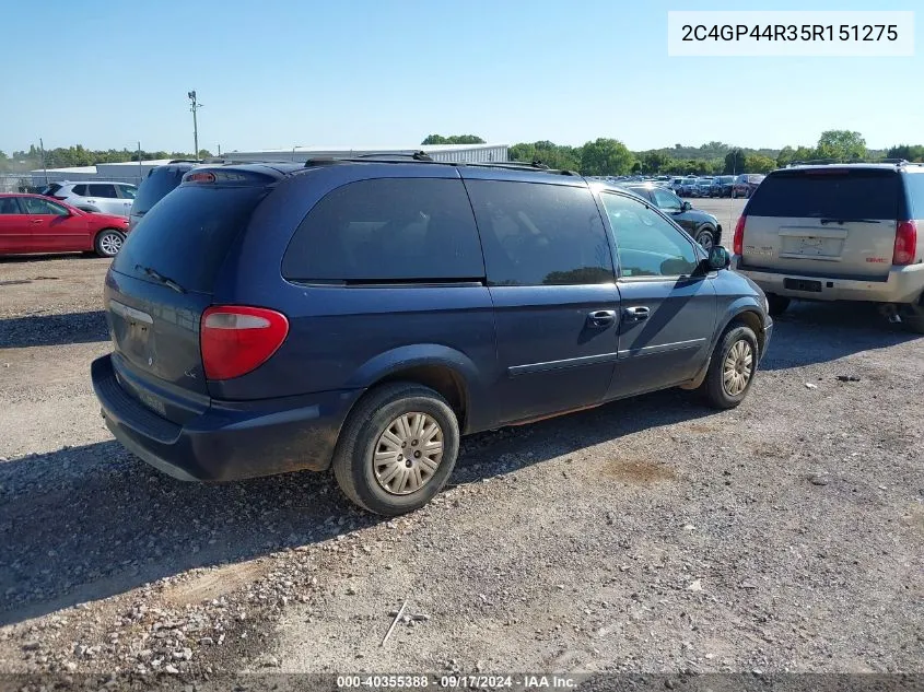 2005 Chrysler Town & Country Lx VIN: 2C4GP44R35R151275 Lot: 40355388