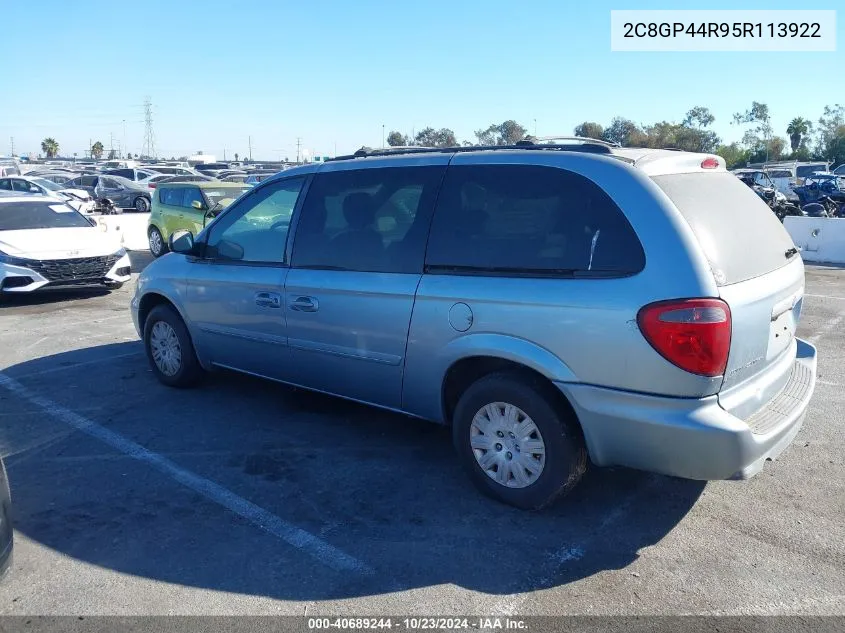 2005 Chrysler Town & Country Lx VIN: 2C8GP44R95R113922 Lot: 40689244