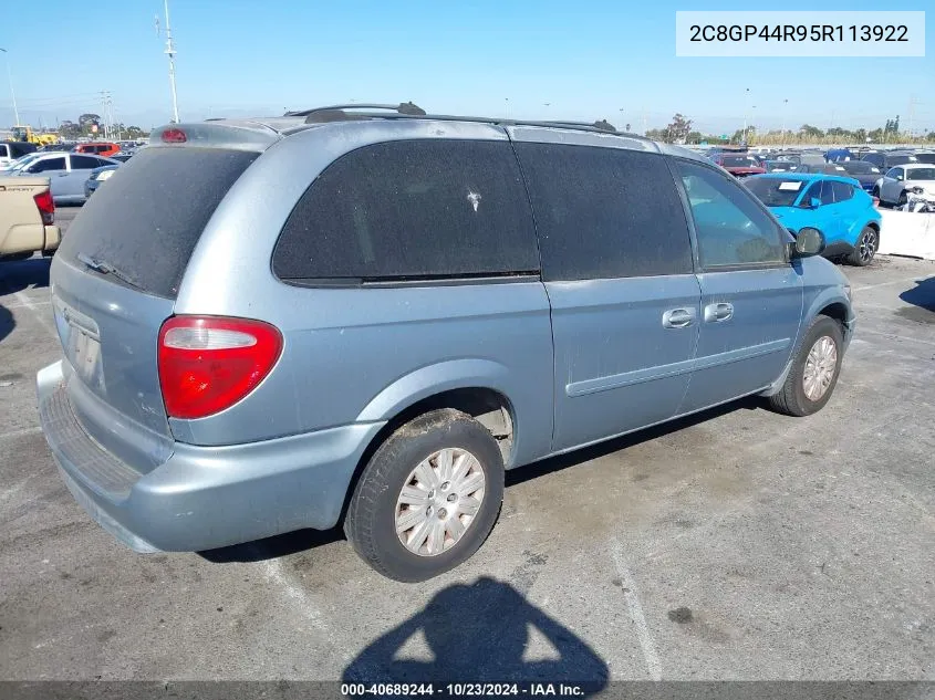 2005 Chrysler Town & Country Lx VIN: 2C8GP44R95R113922 Lot: 40689244