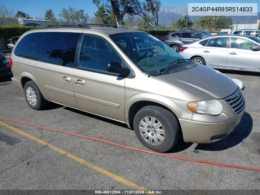 2005 Chrysler Town & Country Lx VIN: 2C4GP44R85R514833 Lot: 40812994