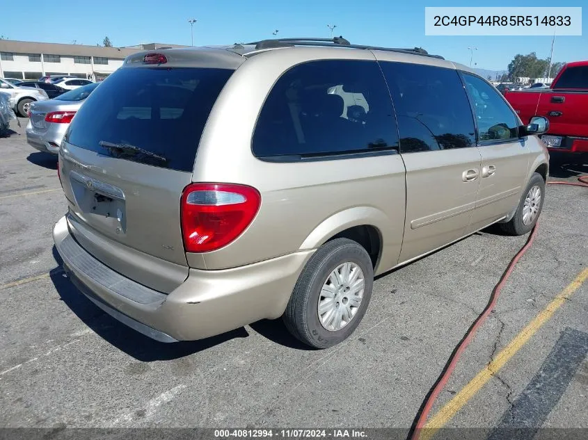 2005 Chrysler Town & Country Lx VIN: 2C4GP44R85R514833 Lot: 40812994