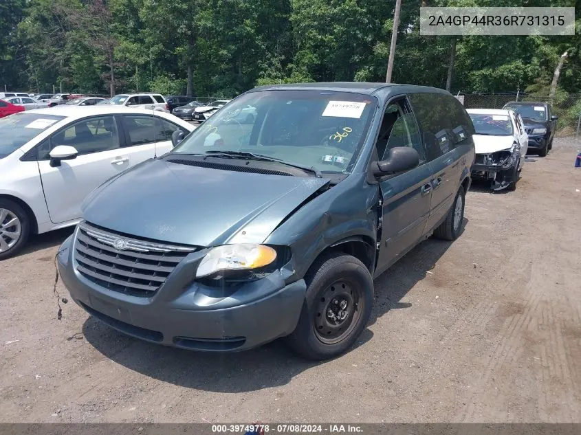 2006 Chrysler Town & Country Lx VIN: 2A4GP44R36R731315 Lot: 40638620