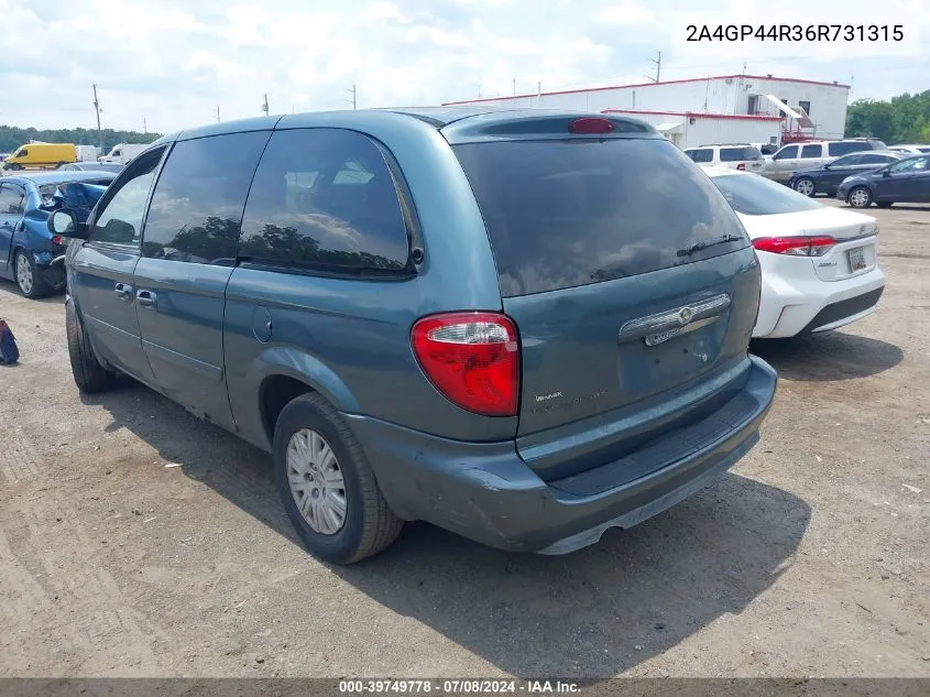 2006 Chrysler Town & Country Lx VIN: 2A4GP44R36R731315 Lot: 40638620