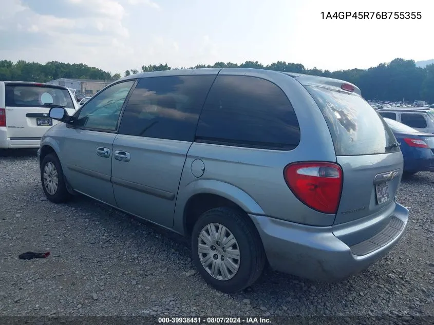 2006 Chrysler Town & Country VIN: 1A4GP45R76B755355 Lot: 39938451