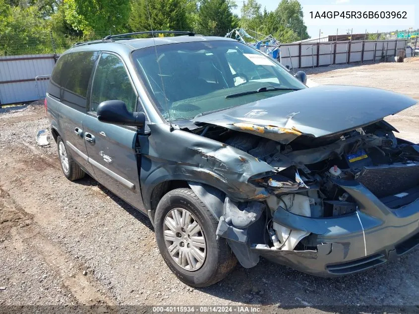 2006 Chrysler Town & Country VIN: 1A4GP45R36B603962 Lot: 40115934