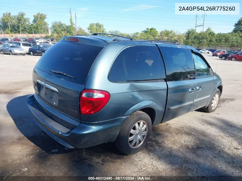 2006 Chrysler Town & Country Touring VIN: 2A4GP54L26R775260 Lot: 40312490