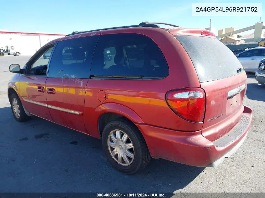 2006 Chrysler Town & Country Touring VIN: 2A4GP54L96R921752 Lot: 40586981