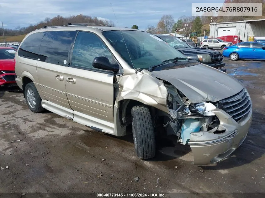 2006 Chrysler Town & Country Limited VIN: 2A8GP64L76R807916 Lot: 40773145