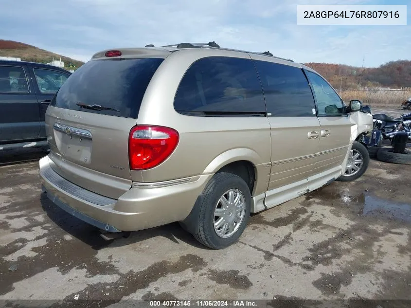 2006 Chrysler Town & Country Limited VIN: 2A8GP64L76R807916 Lot: 40773145