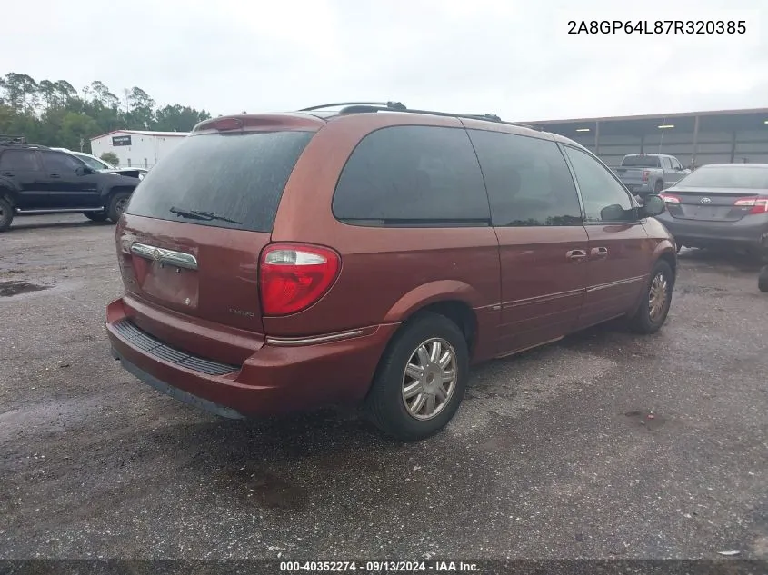 2007 Chrysler Town & Country Limited VIN: 2A8GP64L87R320385 Lot: 40352274