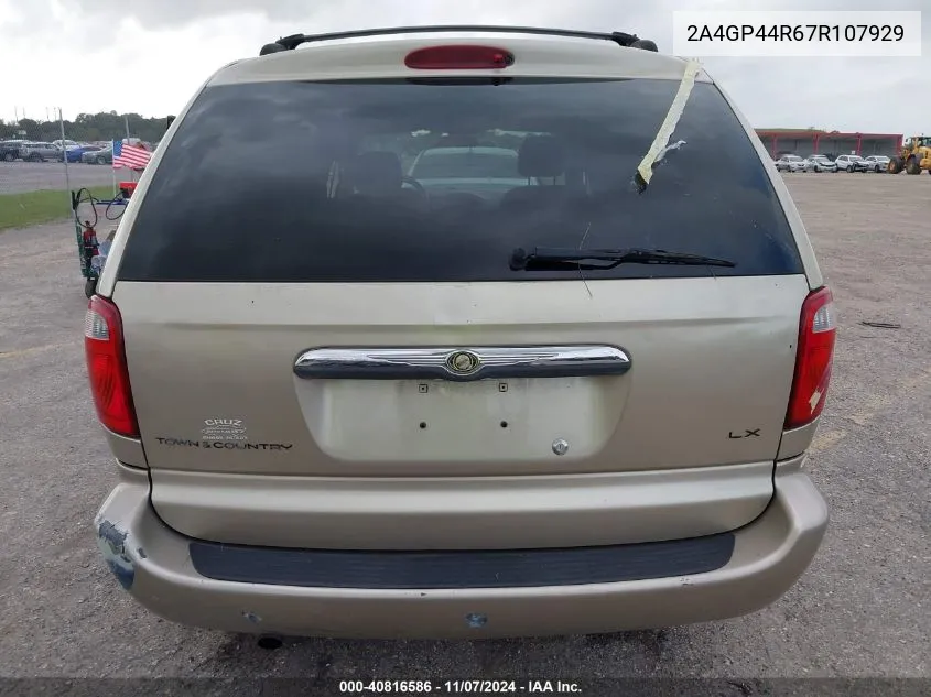 2007 Chrysler Town & Country Lx VIN: 2A4GP44R67R107929 Lot: 40816586