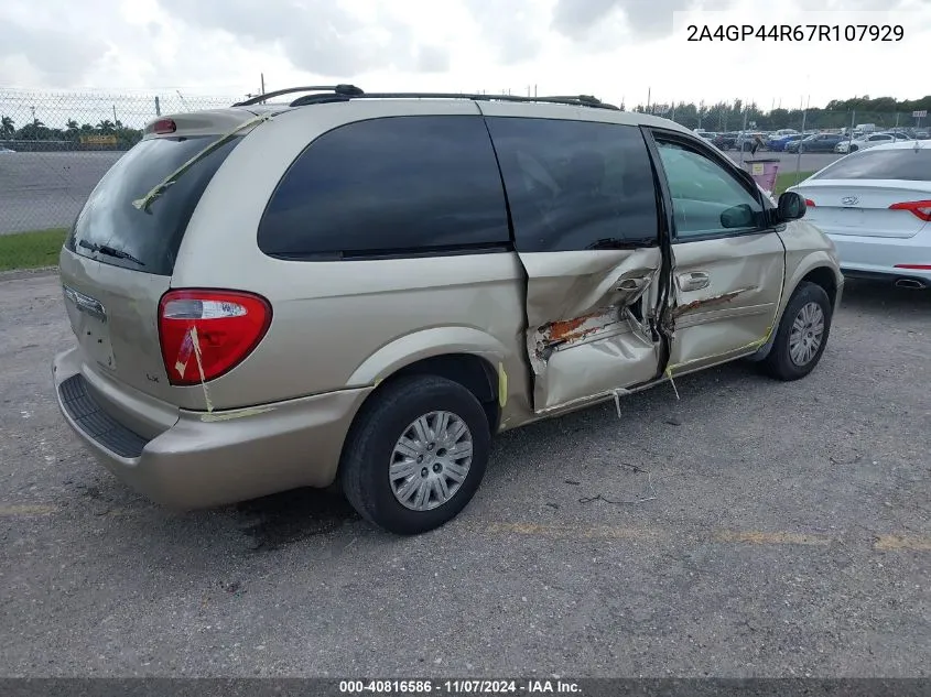 2007 Chrysler Town & Country Lx VIN: 2A4GP44R67R107929 Lot: 40816586