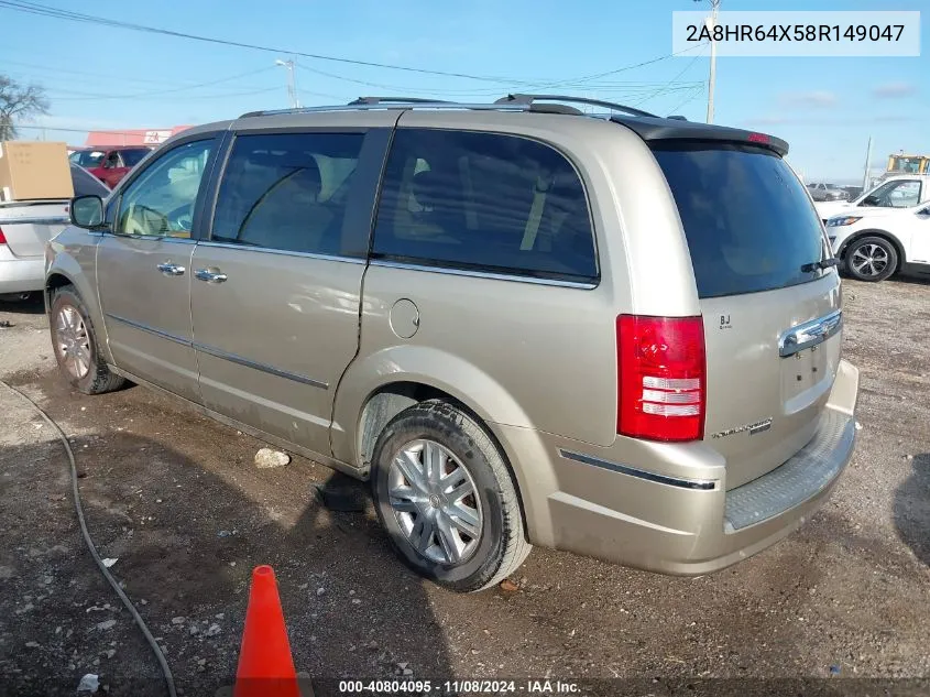 2008 Chrysler Town & Country Limited VIN: 2A8HR64X58R149047 Lot: 40804095