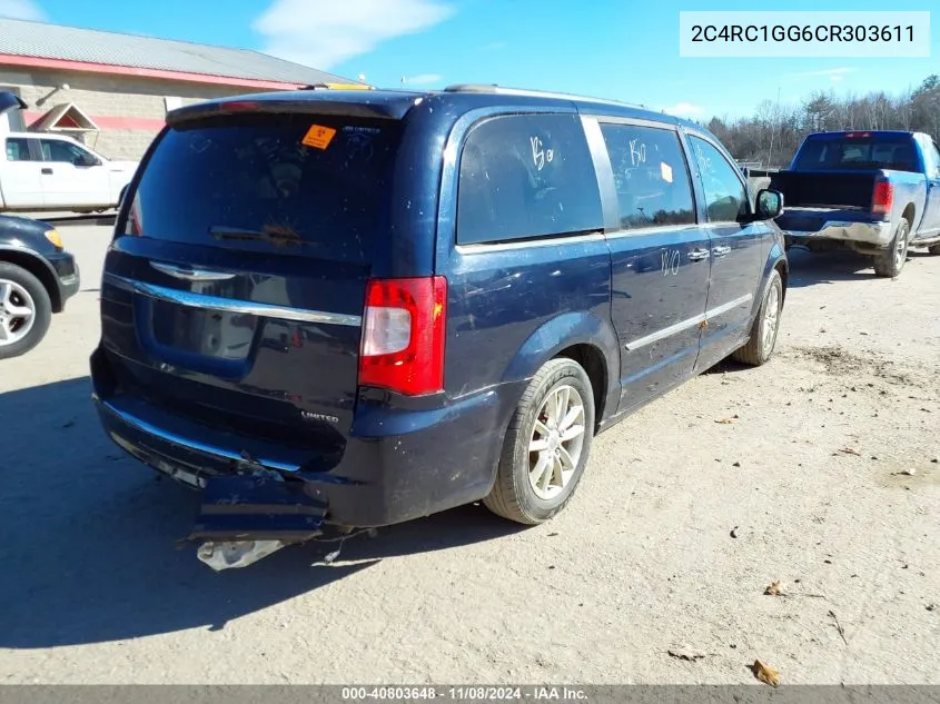 2012 Chrysler Town & Country Limited VIN: 2C4RC1GG6CR303611 Lot: 40803648