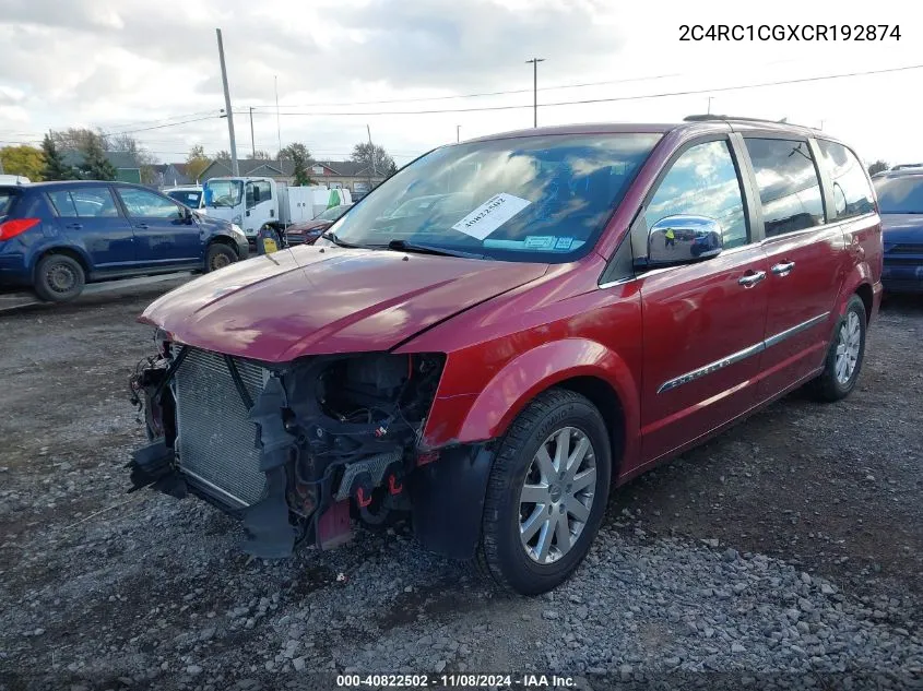 2012 Chrysler Town & Country Touring-L VIN: 2C4RC1CGXCR192874 Lot: 40822502