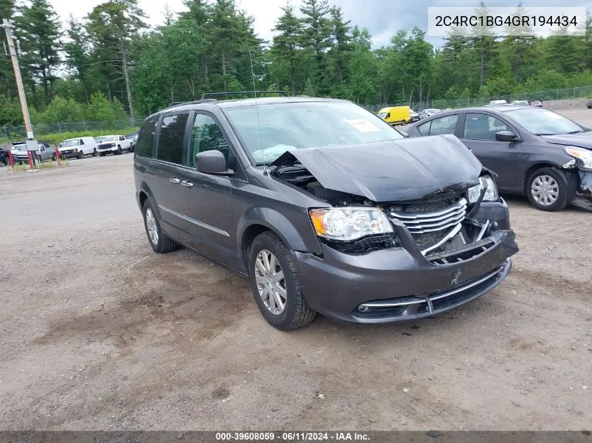 2016 Chrysler Town & Country Touring VIN: 2C4RC1BG4GR194434 Lot: 39608059