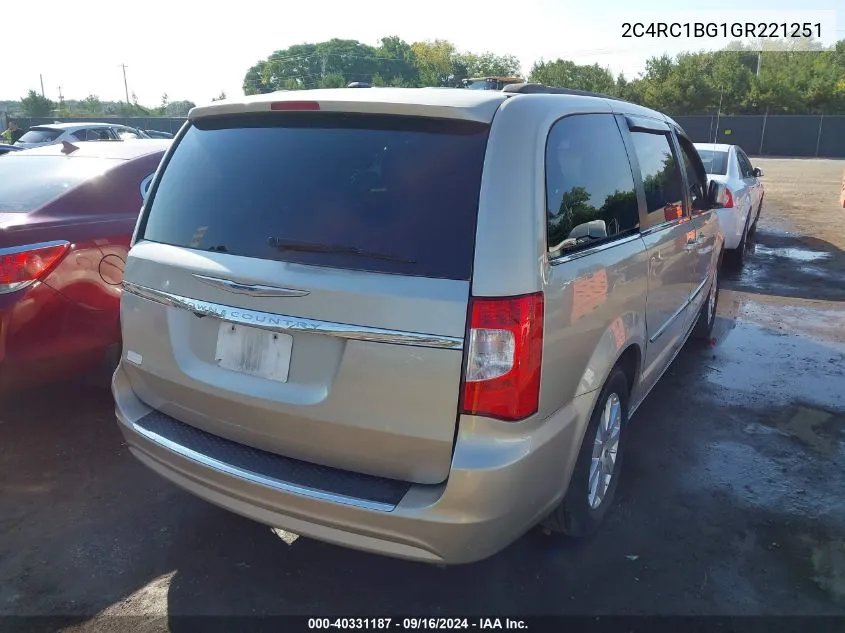 2C4RC1BG1GR221251 2016 Chrysler Town & Country Touring