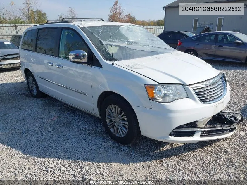 2016 Chrysler Town & Country Touring-L VIN: 2C4RC1CG5GR222692 Lot: 40597185