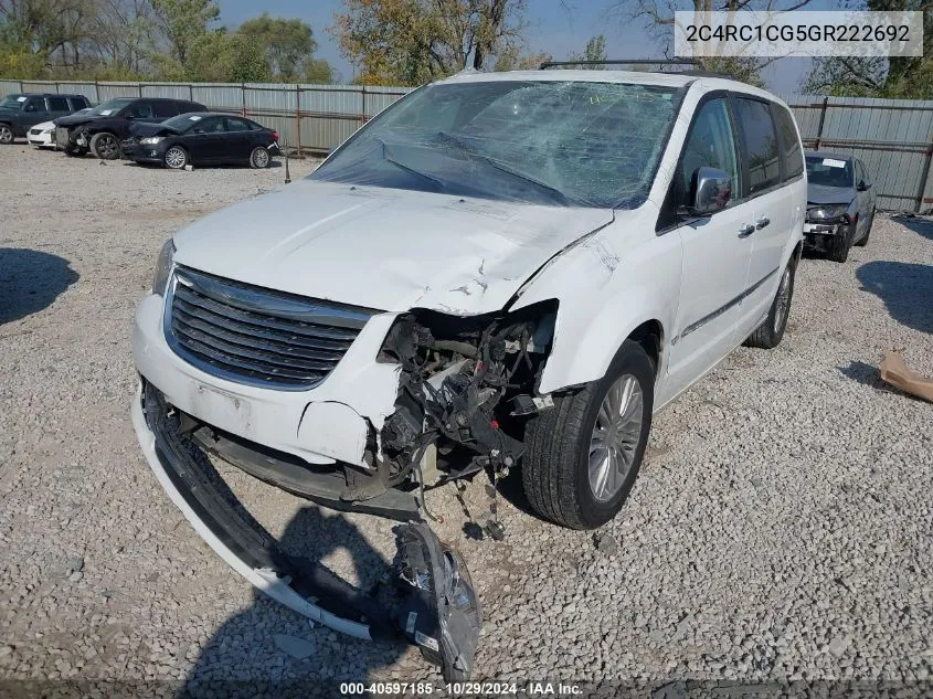 2016 Chrysler Town & Country Touring-L VIN: 2C4RC1CG5GR222692 Lot: 40597185