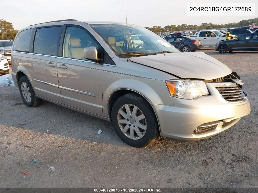 2016 Chrysler Town & Country Touring VIN: 2C4RC1BG4GR172689 Lot: 40728875