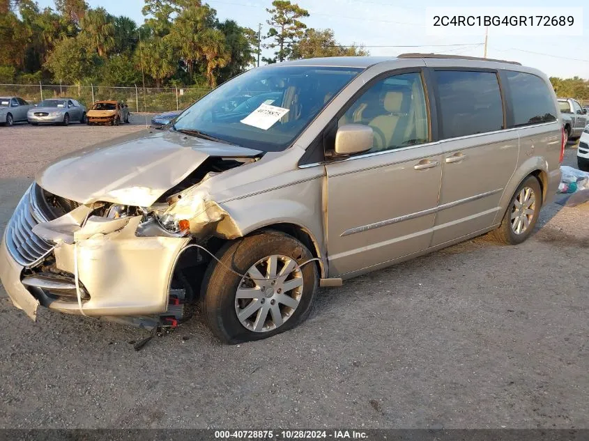 2016 Chrysler Town & Country Touring VIN: 2C4RC1BG4GR172689 Lot: 40728875