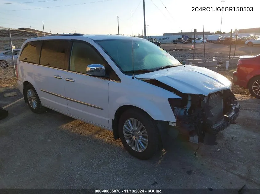 2016 Chrysler Town & Country Limited VIN: 2C4RC1JG6GR150503 Lot: 40835070