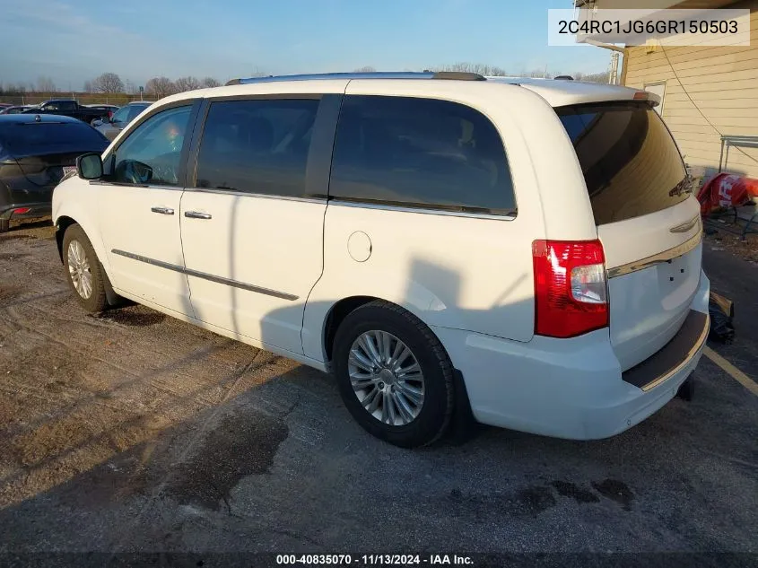 2016 Chrysler Town & Country Limited VIN: 2C4RC1JG6GR150503 Lot: 40835070