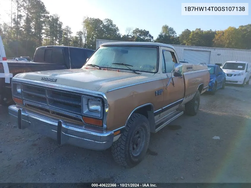 1986 Dodge W-Series W150 VIN: 1B7HW14T0GS107138 Lot: 40622366