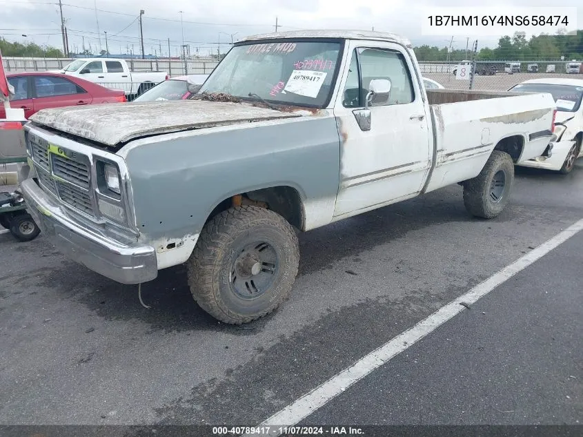 1992 Dodge W-Series W150 VIN: 1B7HM16Y4NS658474 Lot: 40789417