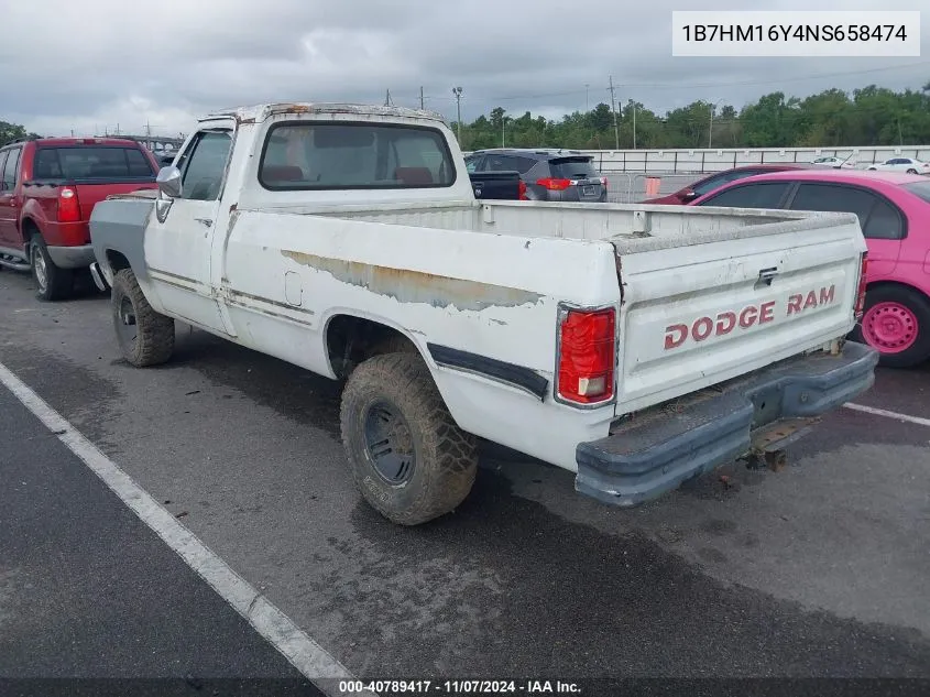 1992 Dodge W-Series W150 VIN: 1B7HM16Y4NS658474 Lot: 40789417