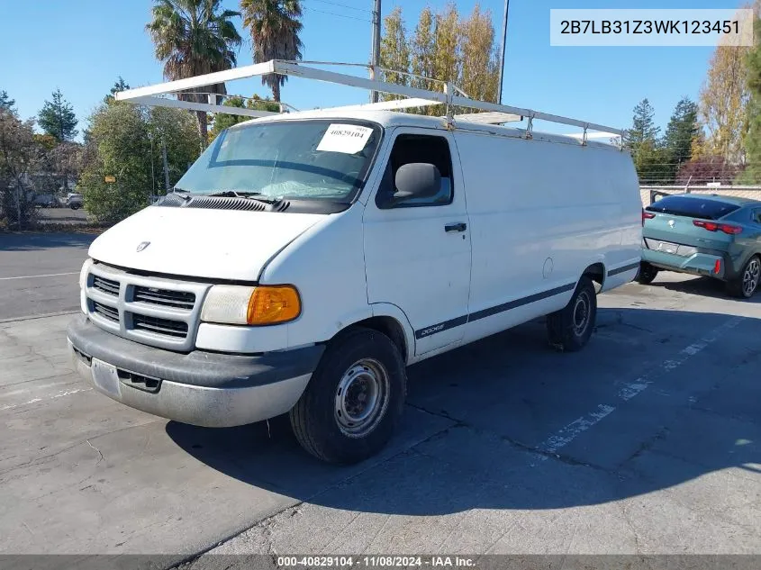 1998 Dodge Ram Van 3500 Commercial/Commercial Maxi/Conversion VIN: 2B7LB31Z3WK123451 Lot: 40829104