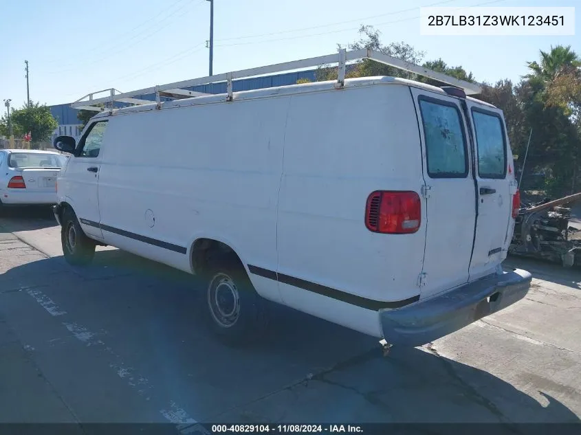 1998 Dodge Ram Van 3500 Commercial/Commercial Maxi/Conversion VIN: 2B7LB31Z3WK123451 Lot: 40829104