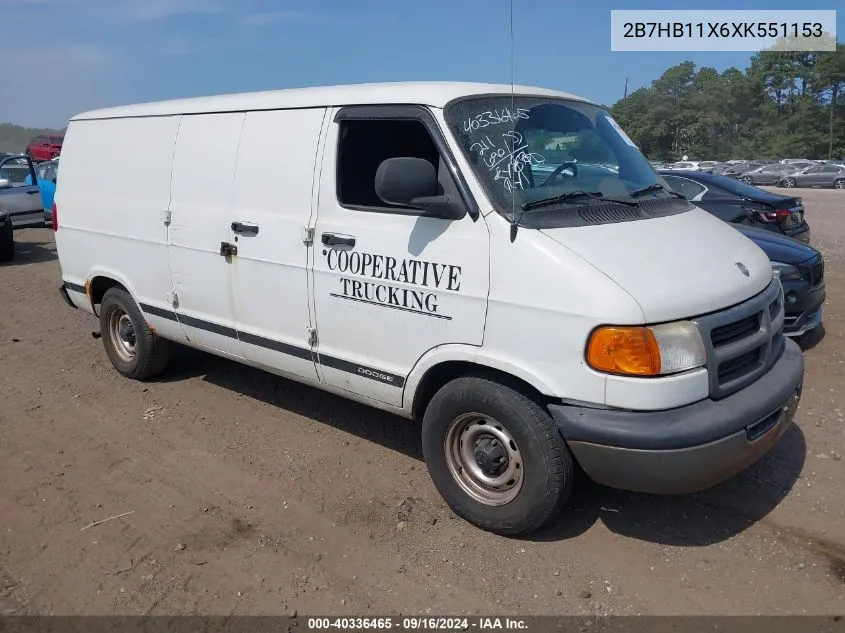 1999 Dodge Ram Van 1500 Commercial/Conversion VIN: 2B7HB11X6XK551153 Lot: 40336465