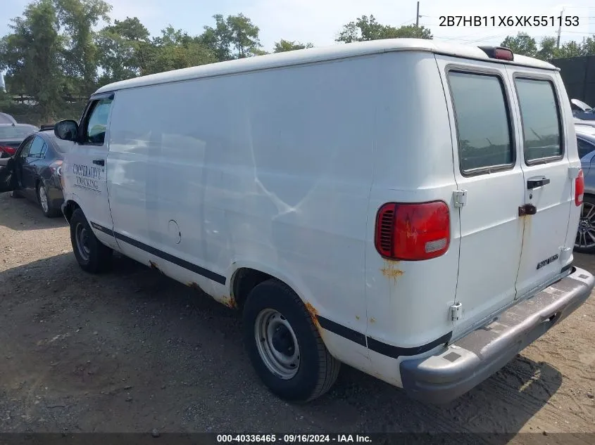 1999 Dodge Ram Van 1500 Commercial/Conversion VIN: 2B7HB11X6XK551153 Lot: 40336465