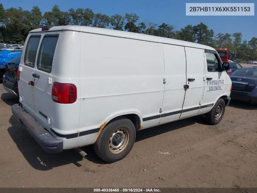 1999 Dodge Ram Van 1500 Commercial/Conversion VIN: 2B7HB11X6XK551153 Lot: 40336465