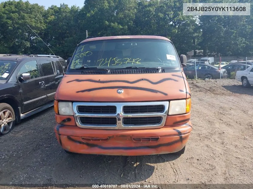 2000 Dodge Ram Wagon 2500 VIN: 2B4JB25Y0YK113608 Lot: 40019707