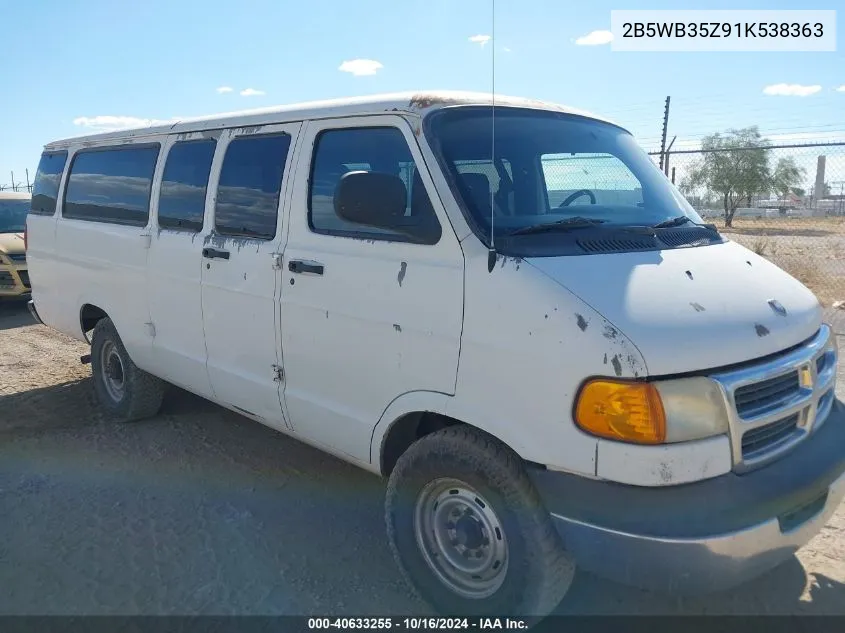 2001 Dodge Ram Wagon 3500 VIN: 2B5WB35Z91K538363 Lot: 40633255