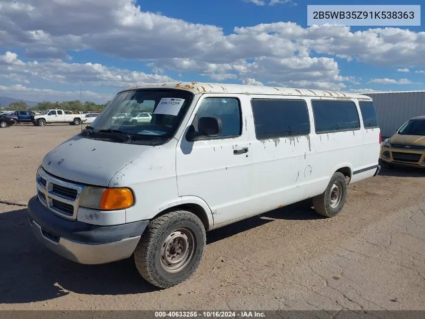 2001 Dodge Ram Wagon 3500 VIN: 2B5WB35Z91K538363 Lot: 40633255