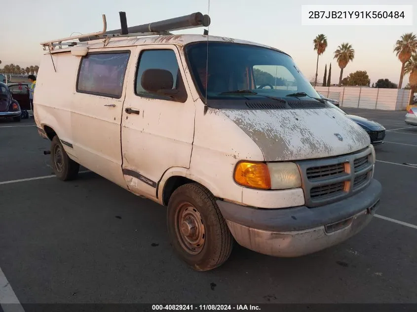 2001 Dodge Ram Van 2500 Conversion VIN: 2B7JB21Y91K560484 Lot: 40829241