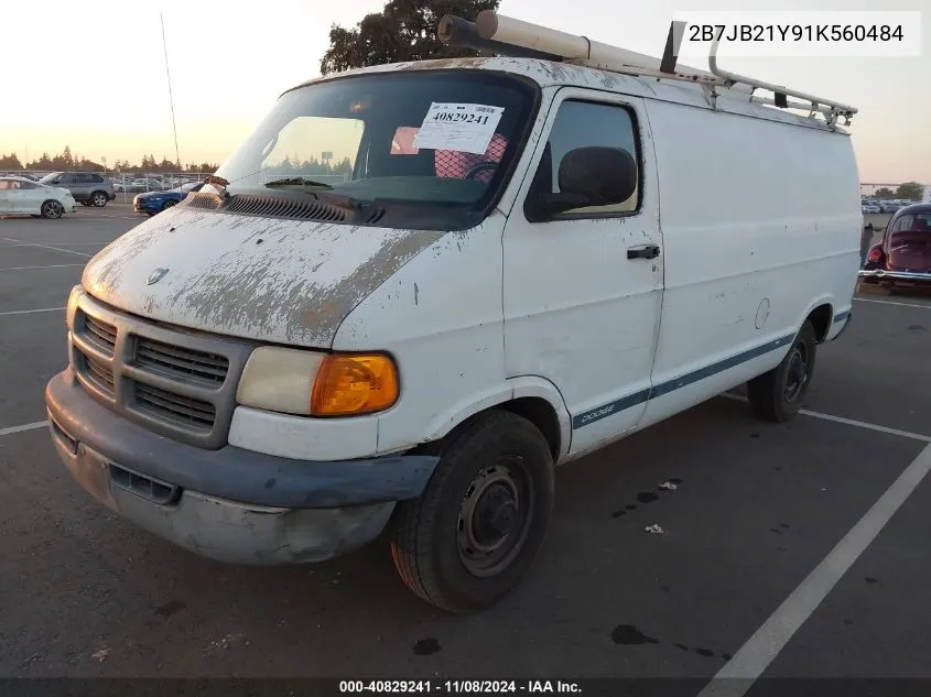 2001 Dodge Ram Van 2500 Conversion VIN: 2B7JB21Y91K560484 Lot: 40829241