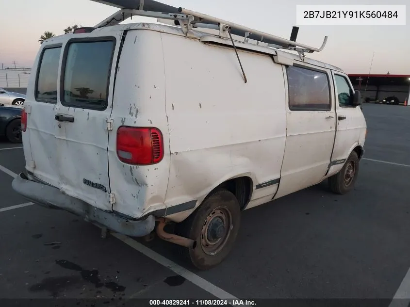 2001 Dodge Ram Van 2500 Conversion VIN: 2B7JB21Y91K560484 Lot: 40829241